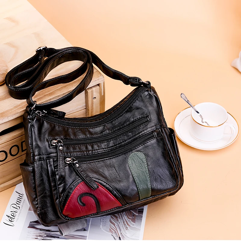 Black Winter Style Washed Leather Luxury Handbags Women Bags Designer Ladies Shoulder Crossbody Bags For Women Sac A Main Bolsa