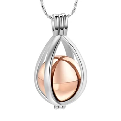 Cremation Jewelry Teardrop Urn Necklace for Ashes with Hollow Ball Memorial Locket Pendant Urn Jar Keepsake Jewelry for Human