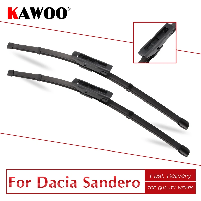 

KAWOO For Dacia Sandero MK1 MK2 Auto Wipers Blade 2008 2009 2010 2011 2012 2013 2014 2015 2016 2017 2018 Fit Bayonet/U Hook Arms