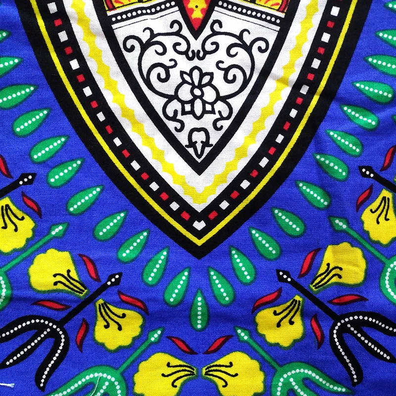 Dashikiage moda autunno Dashiki modello stampato blu 100% cotone manica corta abiti africani per le donne