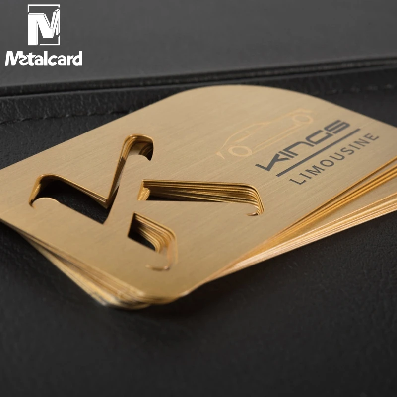 Stainless steel brushed business card hollow metal card plating gold card custom