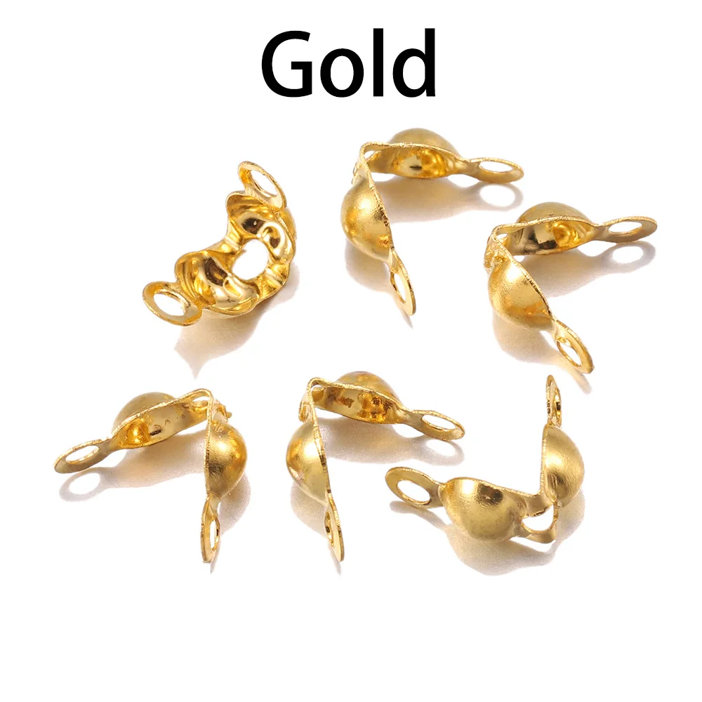 200 unids/lote de conectores de 4x7mm, broche de cadena de bola, Conector de cuentas de engarce de extremo Calotte para DIY, collar, pulsera,