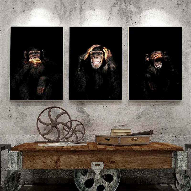 Orangutan Monkey Chimp Expression Art Canvas Print Painting Gorilla Animal Wall Picture Living Room Home Decoration Poster