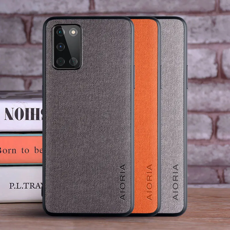 Case for Oneplus 8T coque Luxury textile Leather skin soft TPU hard phone cover for Oneplus 8T case