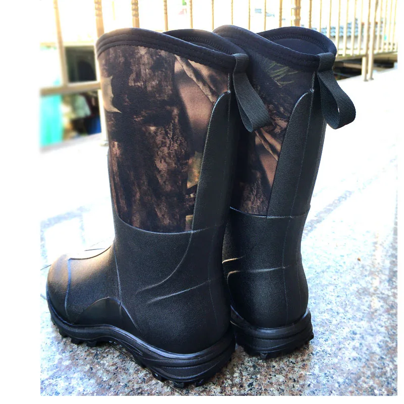 Mens Outdoor High Tube Fishing Boots Camouflage Non-slip PVC Waterproof Rubber Wading Water Shoes Rain Boots