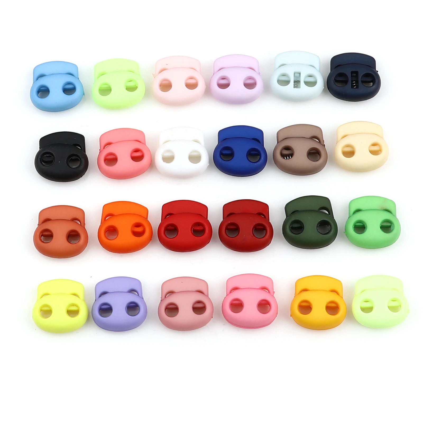 2cm Colorful Bean Toggle Clip Stopper Plastic Paracord Cord Lock Clamp Shoelace Cord Buckles Cords Lanyard Part Sportswear 10Pcs