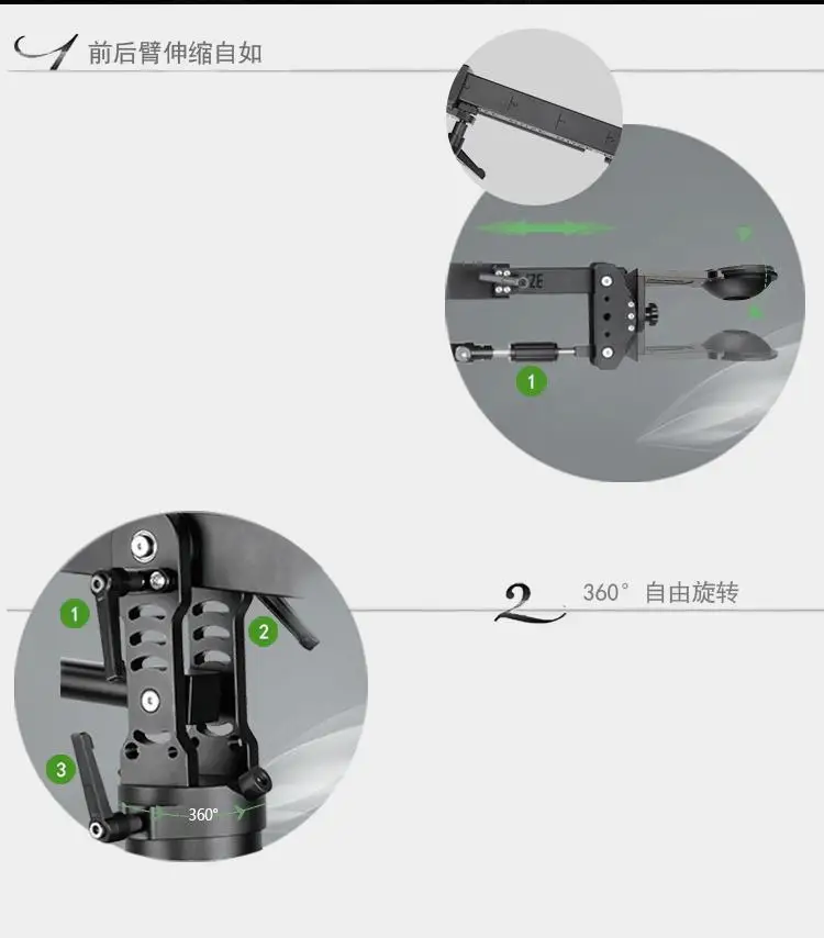 NITZE JIB-AL2120 20KG Load Professional Camera Jib Crane Arm Pan 100mm Bowl Qith Carry Bag For DSLR Video Micro Single