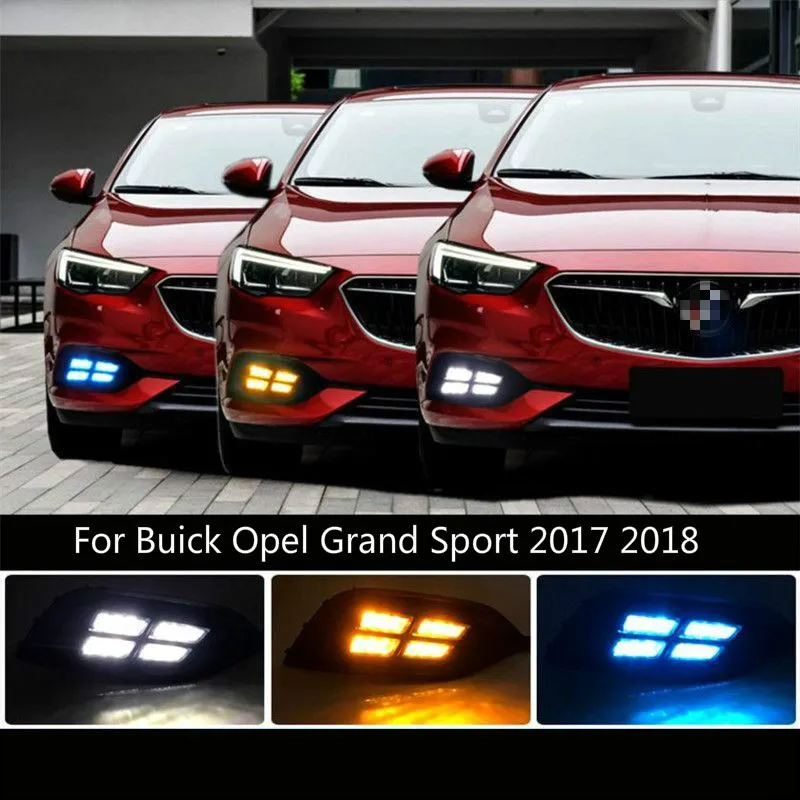 

1 комплект для Buick Opel Grand Sport 2017 2018 12V ABS светодиодный DRL Габаритные огни дневного света с отложным воротником желтый сигнал