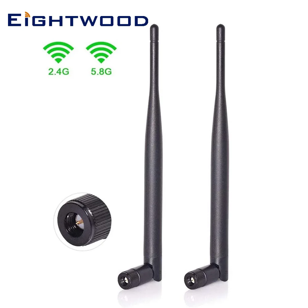 Eightwood Dual Band WiFi 2.4GHz 5GHz 5.8GHz SMA Male Antenna Aerial for Truck Trailer Rear View Backup Camera Reversing Monitor