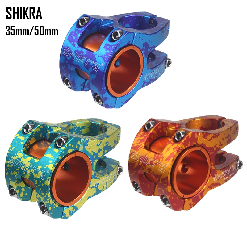 SHIKRA Bicycle Stem Mountain Road Bike Stem 35mm 50mm Riser 31.8/35mm Handlebar Stem Bike Riser MTB AM XC DH Stem Pattern Stem