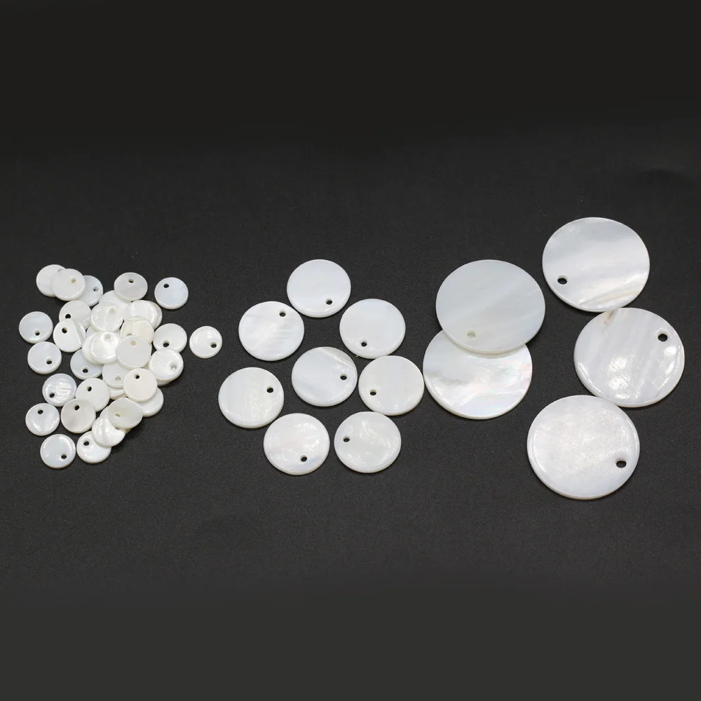 Natural Freshwater Circular White Pendant Beads for DIY Elegant Necklace Bracelet Jewelry Making