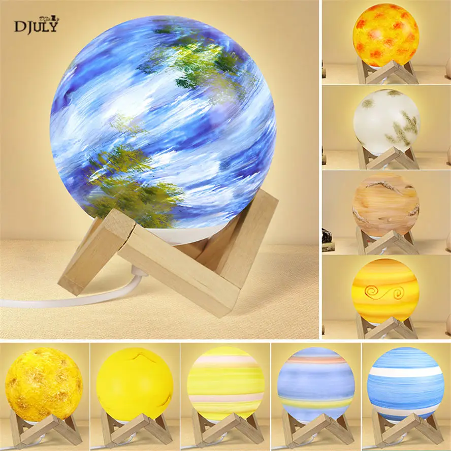 

nordic glass globe planet wood table lamp for children bedroom bedside study art deco desk lamps kids sleeping led night light