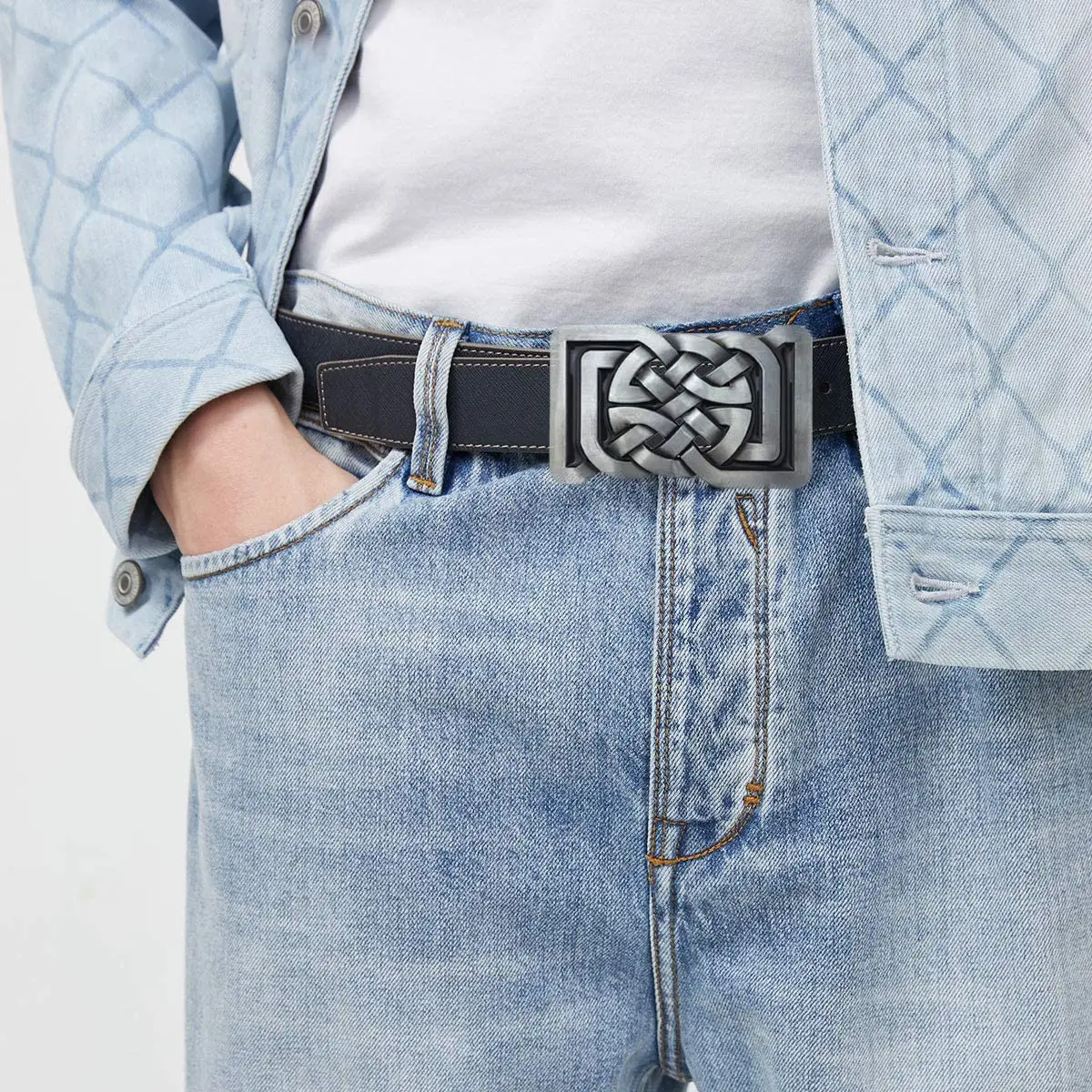 Ceinture à nœud celtique Western Cowboy pour femme, mode rétro, strucrectangulaire, attitude