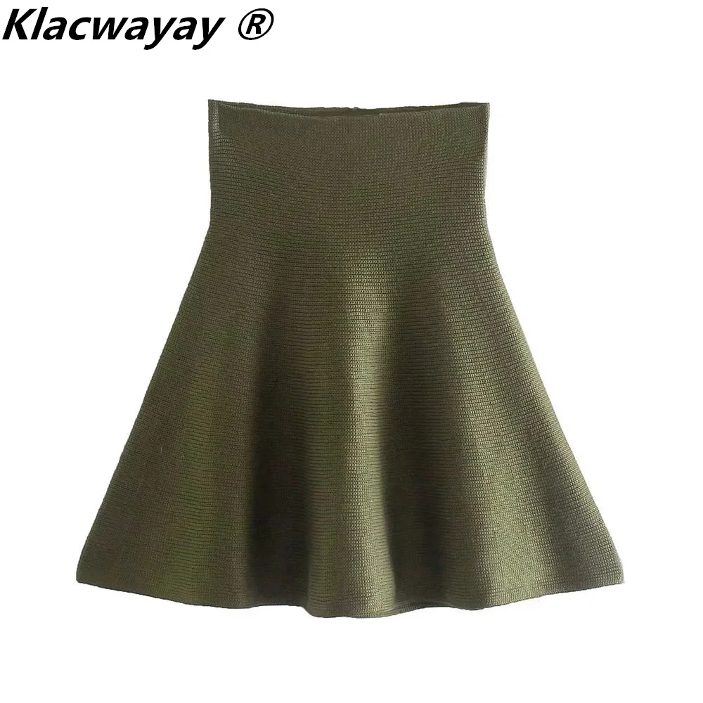 Knitted Skirt Suits For Women Two Piece Set Women Skirt Zipper Solid Color Tops High-Waisted Mini Skirt 2021 Women Knitted Suit