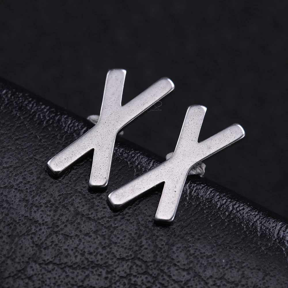 Dawapara Runes Letter Simple Fashion Earrings Stainless Steel Jewelry  Metal  Unisex  Trendy Stud Earrings