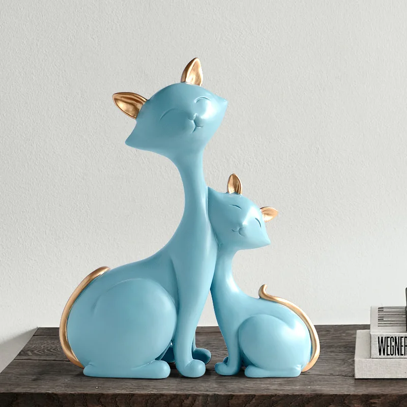 HOME DECOR RESIN CAT FIGURINES MINIATURES DECORATIVE ANIMAL DESKTOP CAT STATUE ORNAMENTS LIVINGROOM ACCESSORIES WEDDING GIFTS