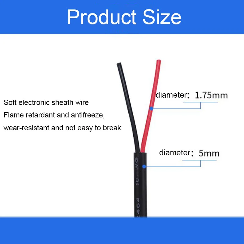 1M 2 핀 DC 전원 케이블 와이어 구리 절연 전기 PVC 연장 코드에 대 한 USB 팬 LED 스트립 케이블 22/24/26/28AWG 케이블