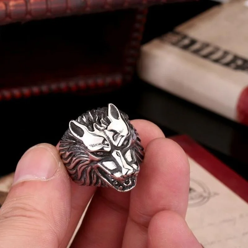 2024 Vintage Wolf Head Rings For Men Jewelry Accessories Punk Stainless Steel Rock Biker Rings Wholesale