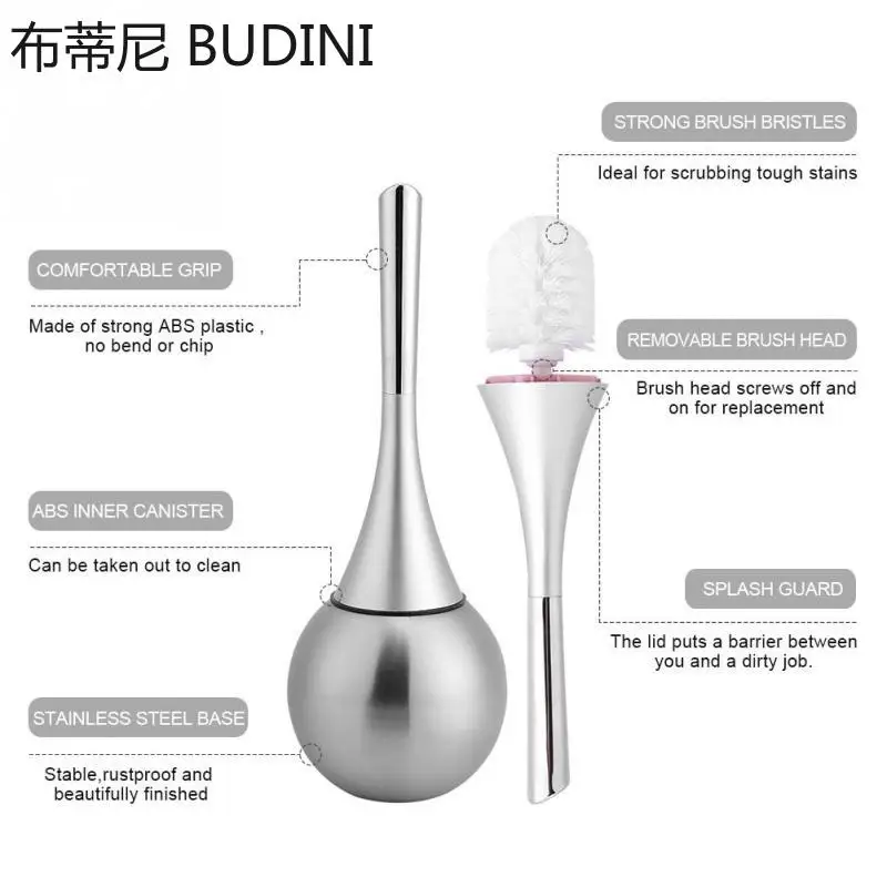 Toilet Brush Creative Bathroom Toilet Scrub Cleaning Brush Holder Set with Stainless Steel Base Universal Wc Accessories