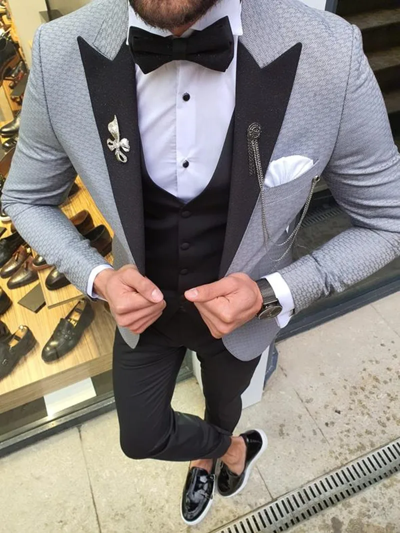 Abiti da uomo smoking da sposa su misura abito da uomo migliore formale abito da sposo abito da lavoro maschile abiti da 3 pezzi (giacca + gilet + pantaloni)