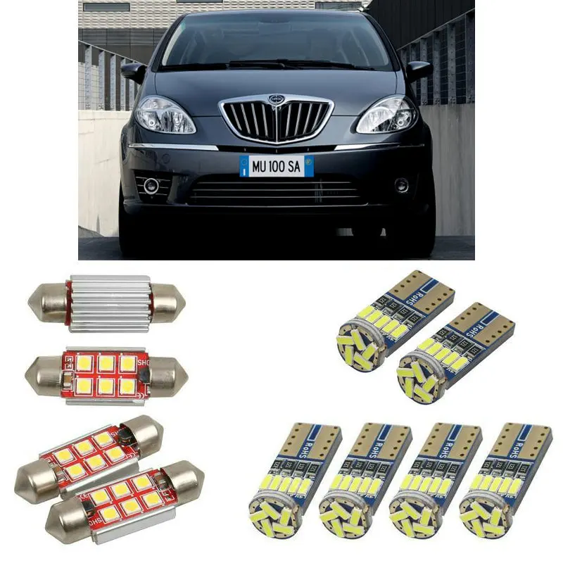 Interior led Car lights For Lancia musa 350 minivan bulbs for cars License Plate Light 8pc