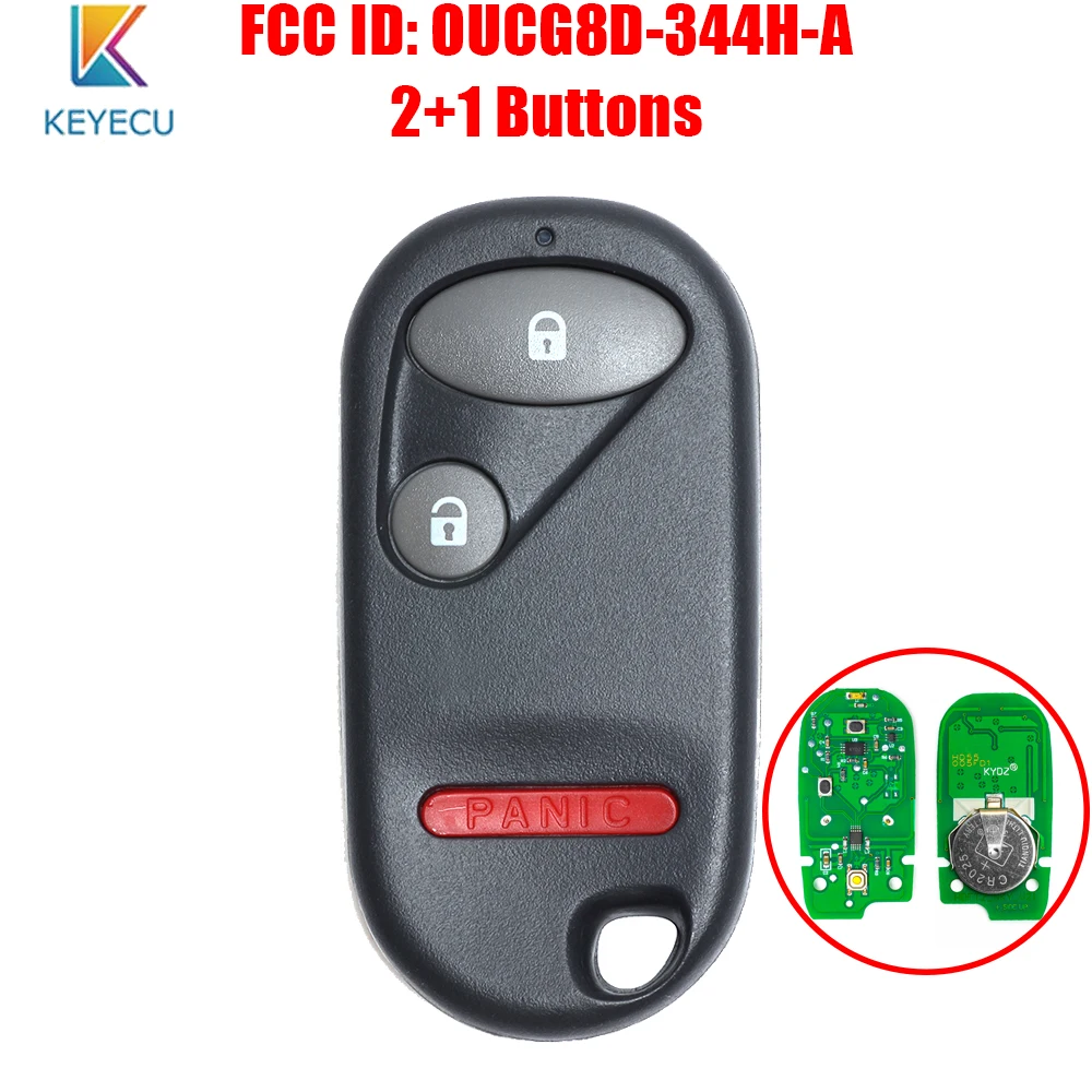 KEYECU FCC ID: OUCG8D-344H-A Keyless Entry Remote Control Car Key Fob 3 Buttons for Honda Element Civic Si CRV 2002 2003 2004