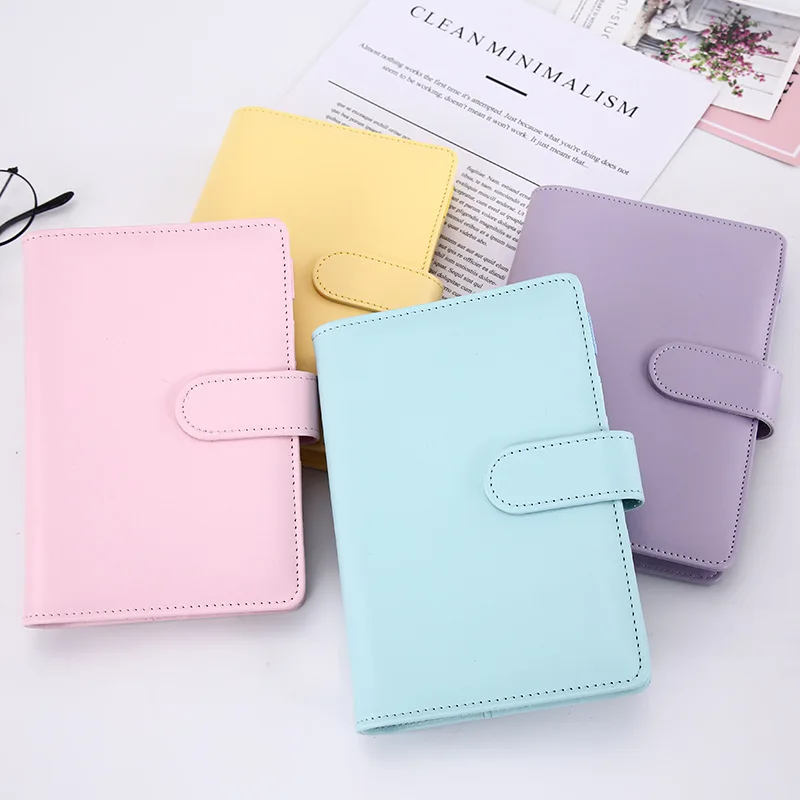 26 farben CMacaron Farbe AA5 A6 6 Ringbuch PU Clip-on Notebook Leder Lose Blatt Notebook Abdeckung Notebooks Journal Schreibwaren – Detail 5