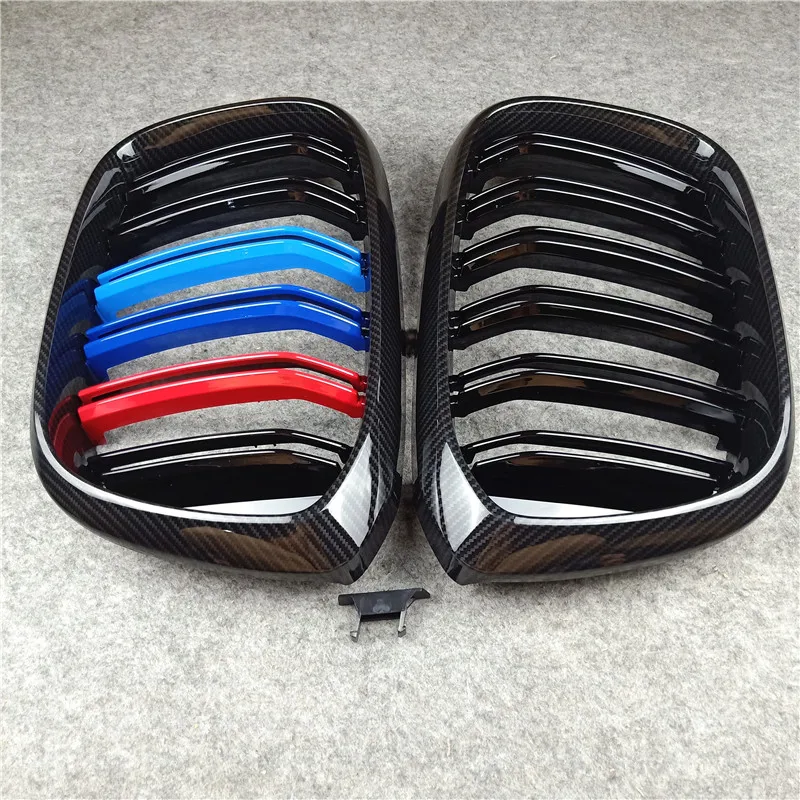 

M Color Carbon Grill For Bmw F20 F22 E46 E90 E92 F30 F34 F32 G30 E60 F10 E84 F48 X3 X4 X5 X6 F06 F12 F01 F07 Dual LIne Grille