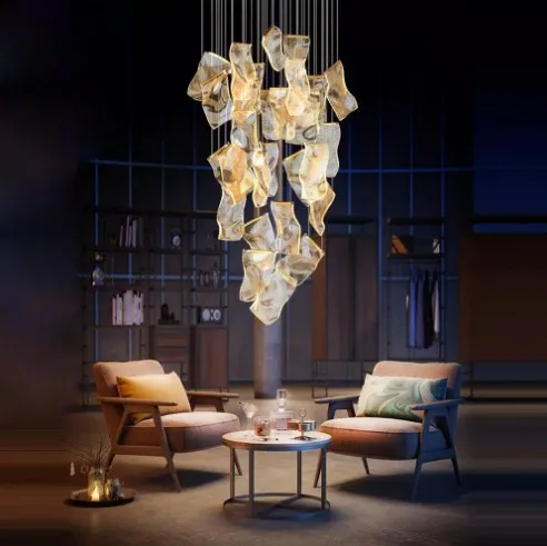 LED Postmodern Art Paper Iron Acryl Desinger Chandelier Lighting Lustre Suspension Luminaire Lampen For Dinning Room Staircase