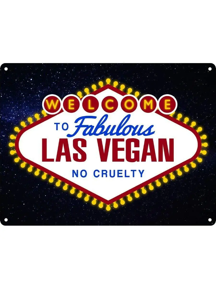 Mini  Las Vegan Vegetarian Retro Wall Home Bar Pub Vintage Cafe Decor, 8x12 Inch