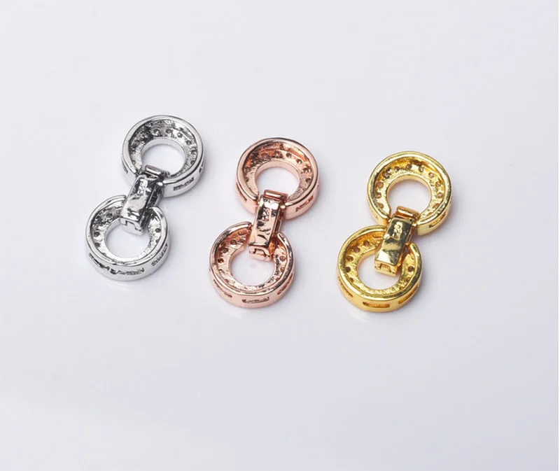 2pcs 18k gold plated CZ micro pave circle clasp for jewelrymaking 10x18mm