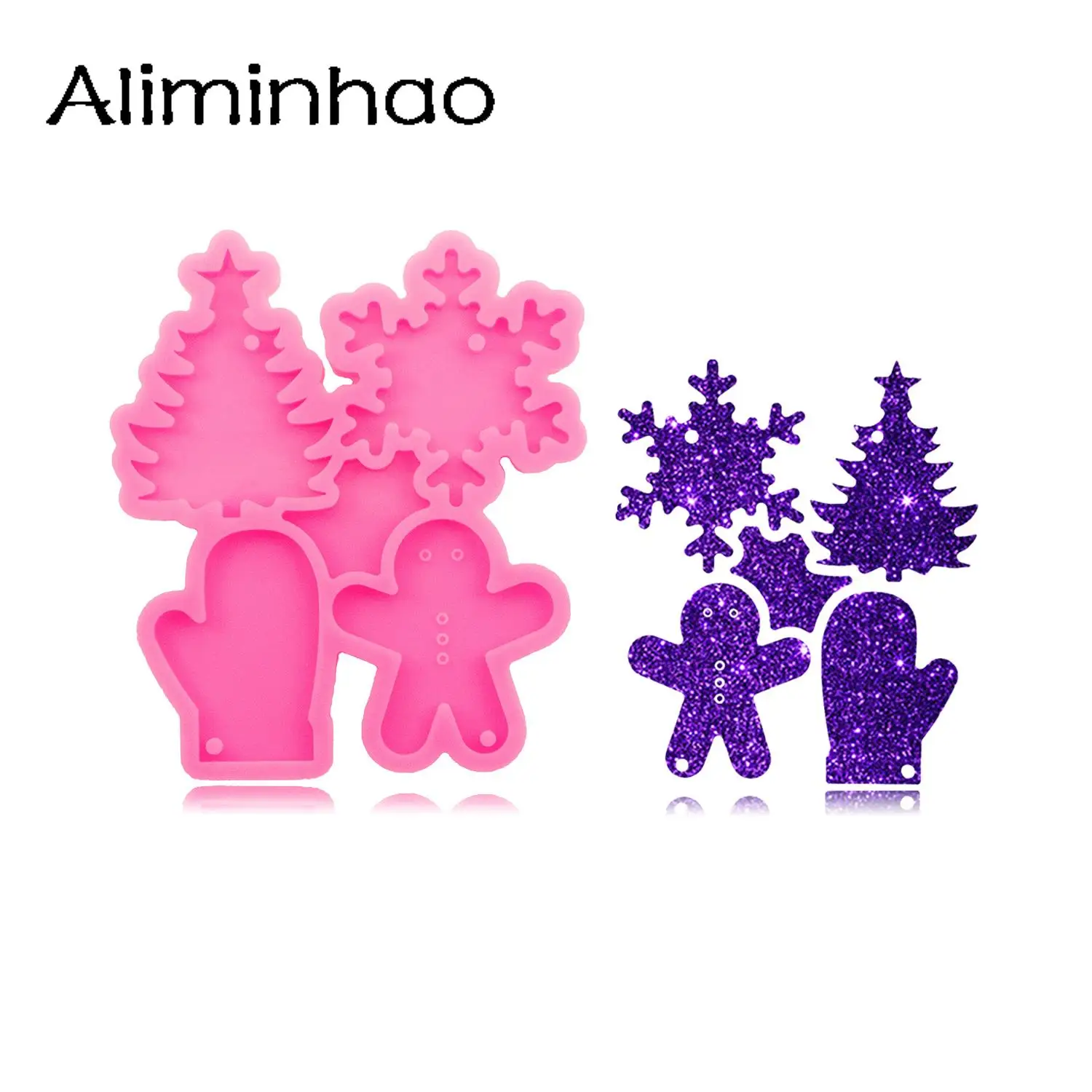 DY1543 Shiny Christmas Snowflake/Tree/Gloves Silicone Molds Crafting Epoxy Resin, Fondant Chocolate Molds Sugarpaste Cake Craft