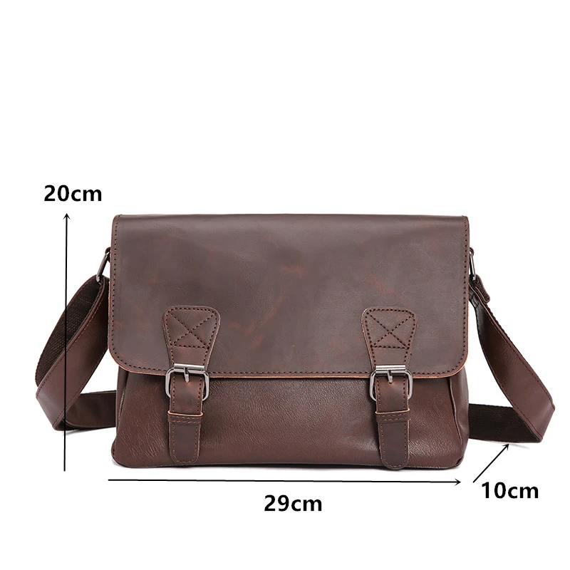 High Quality Crossbody Bags Men Satchels Vintage PU Leather Men\'s Messenger Shoulder Bag Laptop Bag Lightweight Work Briefcase