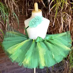 Baby Girls Green Tutu Skirt for Children Ballet Dance Girls Tutu Skirt Fluffy  Party Tutu Skirts with Flower Headband