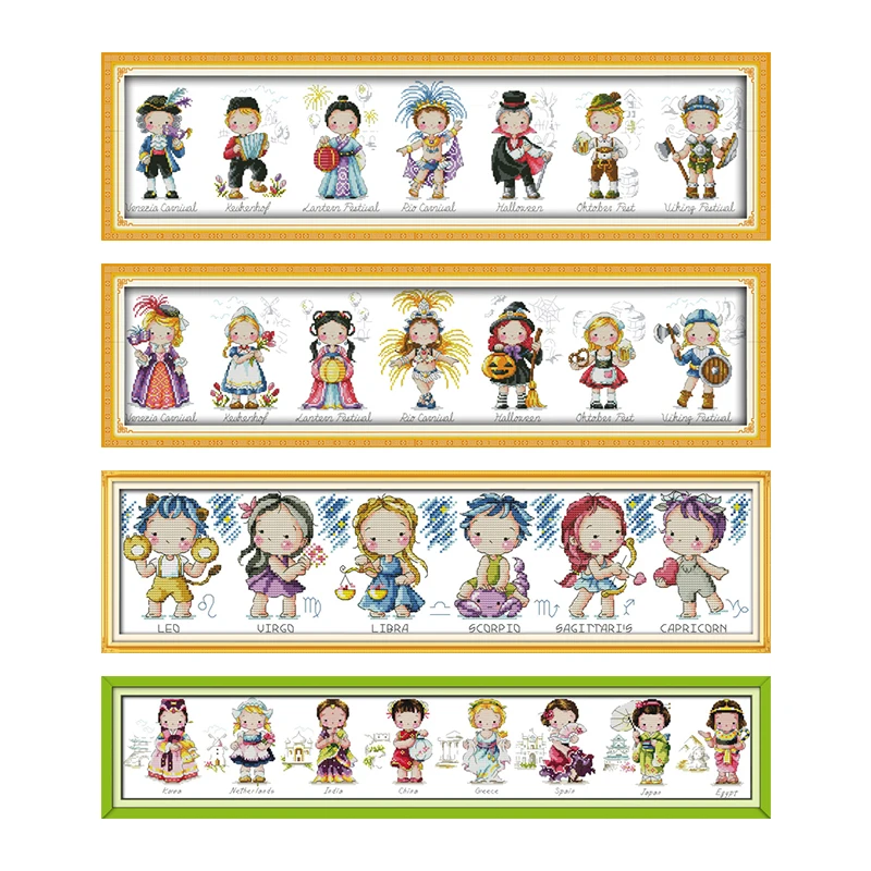 Constellation Bayi Gambar Kartun Pola Cross Stitch DMC 14CT 11CT Dihitung Dicetak Di Atas Kanvas Bordir Kit DIY Menjahit Tangan Seni