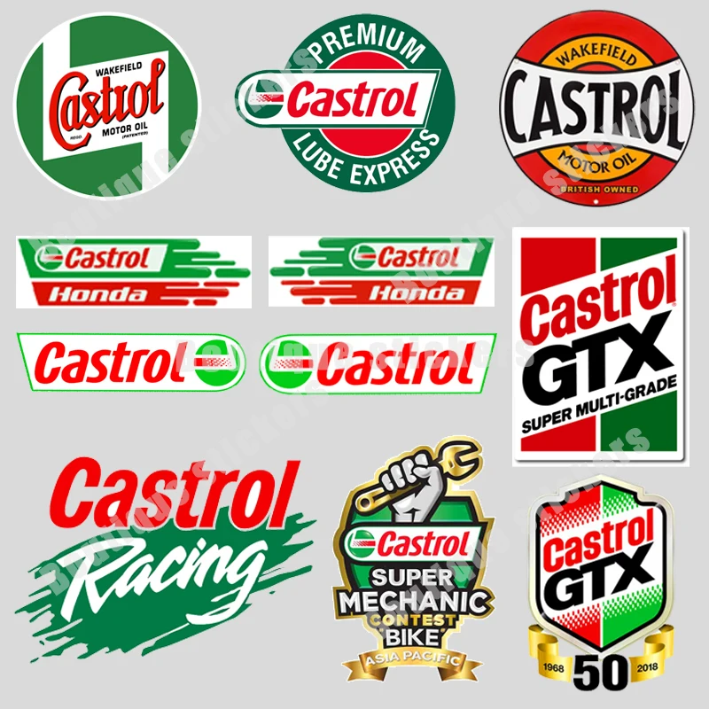 Wholesale 100 Pieces of 30cm Castrol Racing Helmet Stickers Car Stickers Motorcycle Car Touring Car Stickers Auto Parts Decals