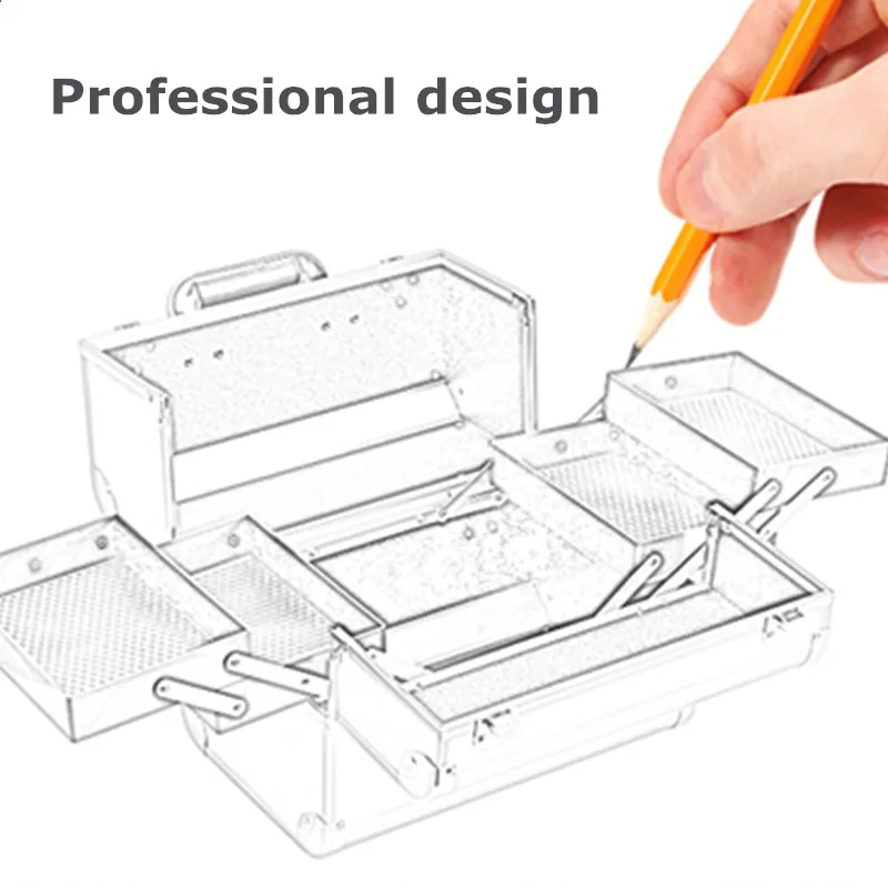 Professional Large Capacity Makeup Fashion Toiletry Cosmetic Bag Women Multilayer Storage Box Portable Make Up Suitcase