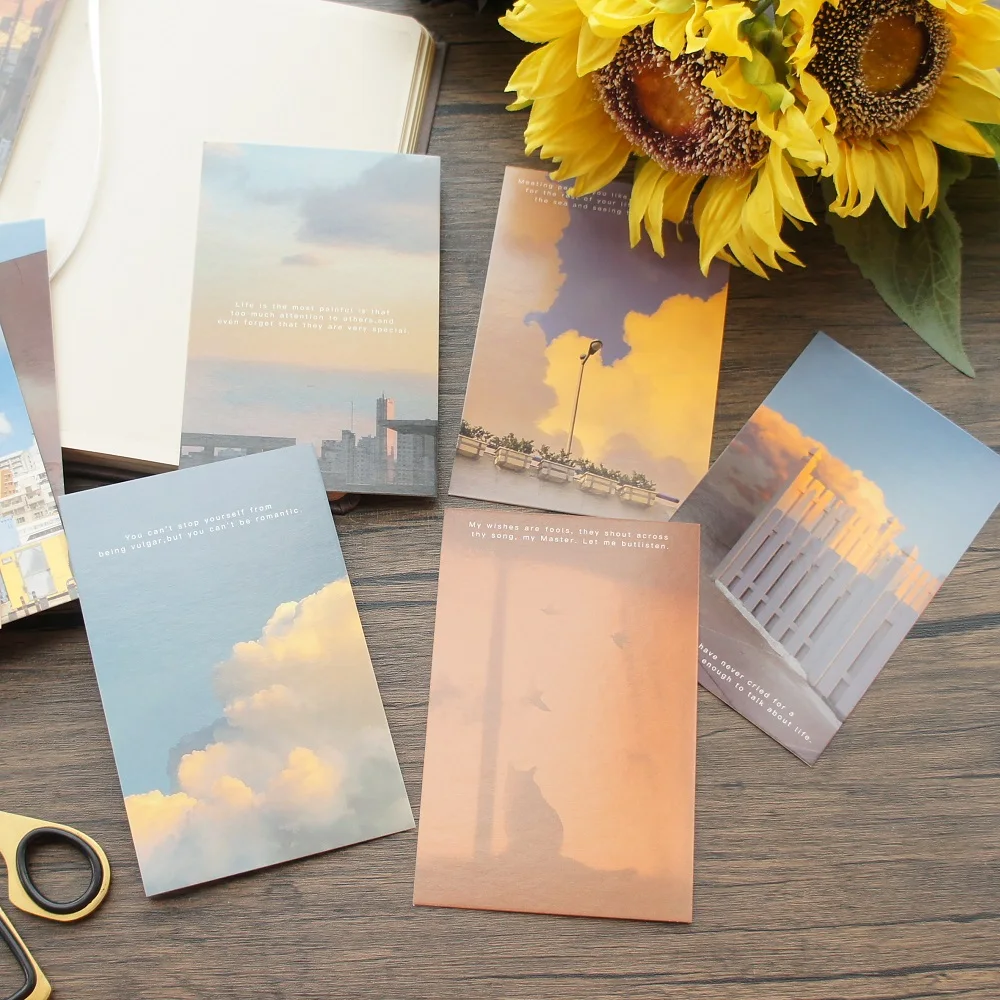 15pcs The Most Beautiful Time of The Day Is Sunset Design Post Card Greeting Cards Gift Card Party Invitation Scrapbooking Use