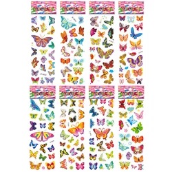 8 Sheets/Set su geçirmez 3D karikatür kelebek desen çıkartmalar çocuklar çocuklar için DIY oyuncak kız odası dekorasyon Kawaii Sticker