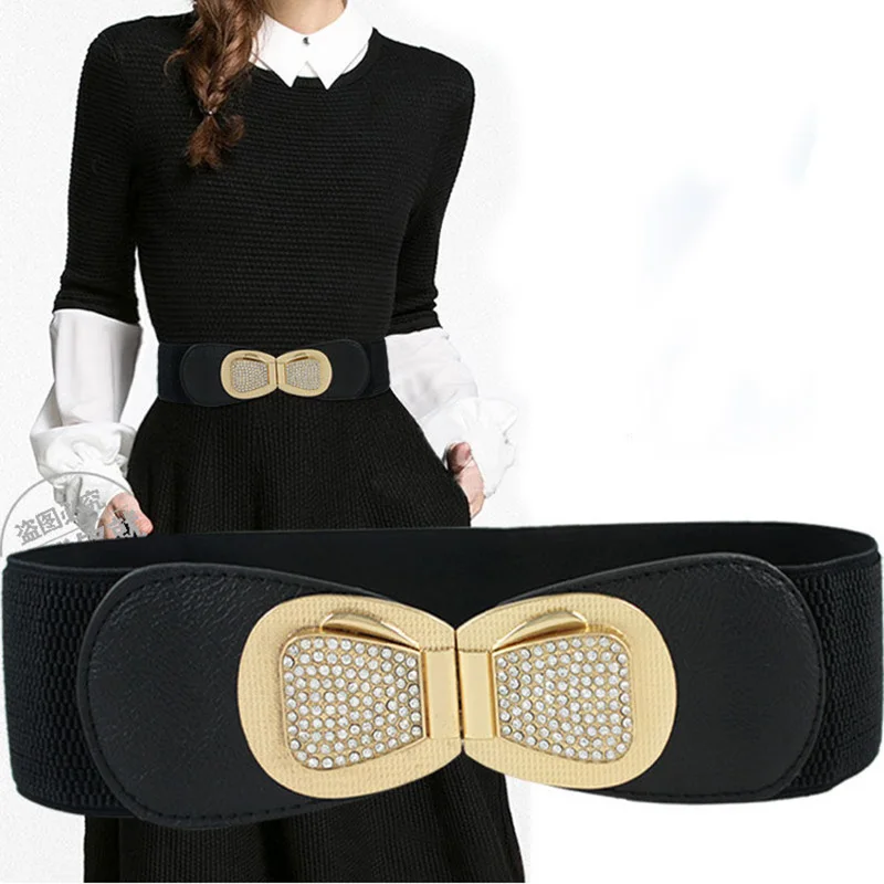 65cm Female Fashion Elastic Classic Black Waistband Wide Waist Stretch Belt for Women Cinch Accessories Dress Coat Clothing Belt