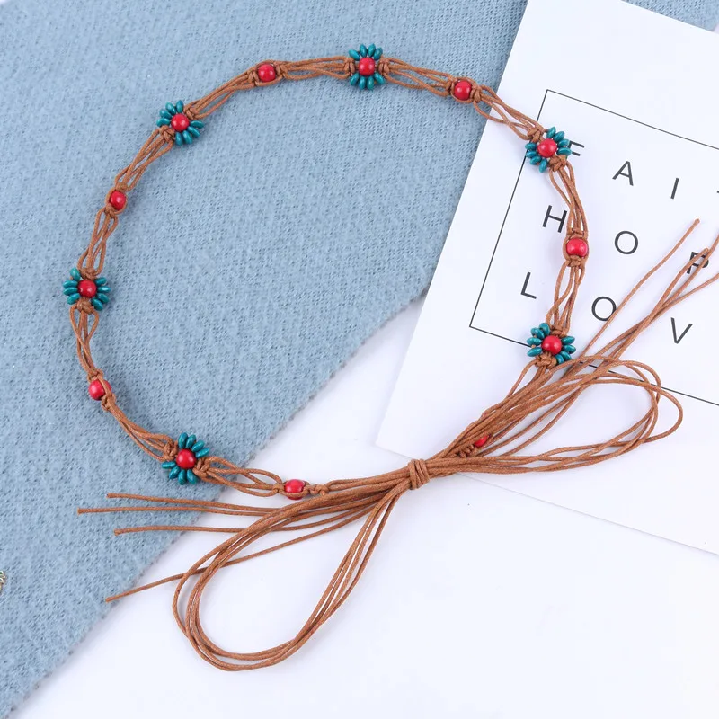 

Fashion knitted braided weaving waist belt women rope fashion tassel dress decoration korean designer strap