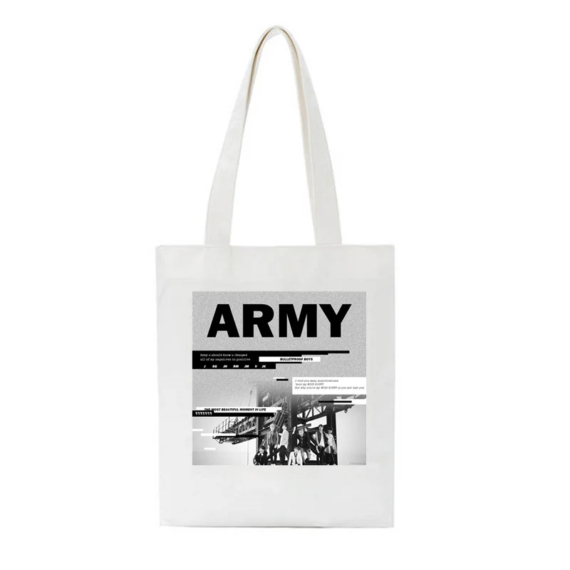 New Korean version of KPOP Agust D Print Shopping Tote Casual Large-capacity Cartoon Women Bag Harajuku Shoulder Bags