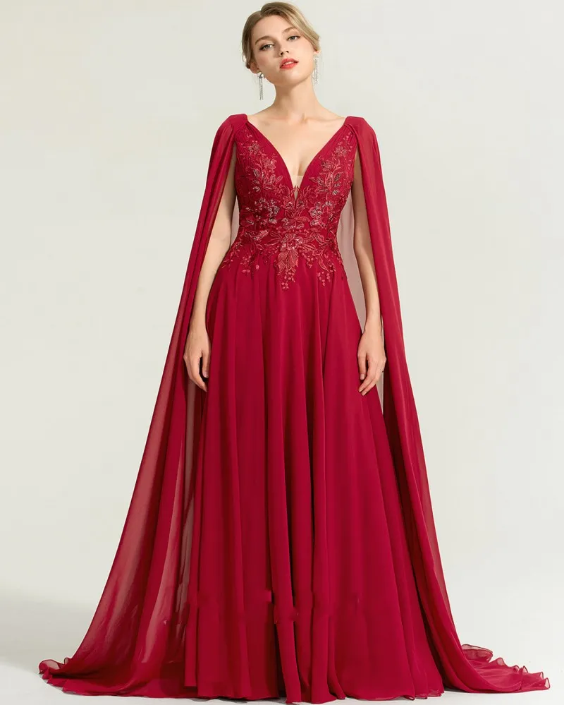 

Dark Red Arabic Dubai Wedding Dress With Cap Sleeves Appliques Lace Chiffon Bridal Party Gowns Robe De Mariage Vestidos