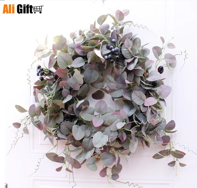 50cm Eucalyptus Garland Plant Door Decor Christmas Decoration Portable Ornaments for Wedding Hanging Festive Party Supplies