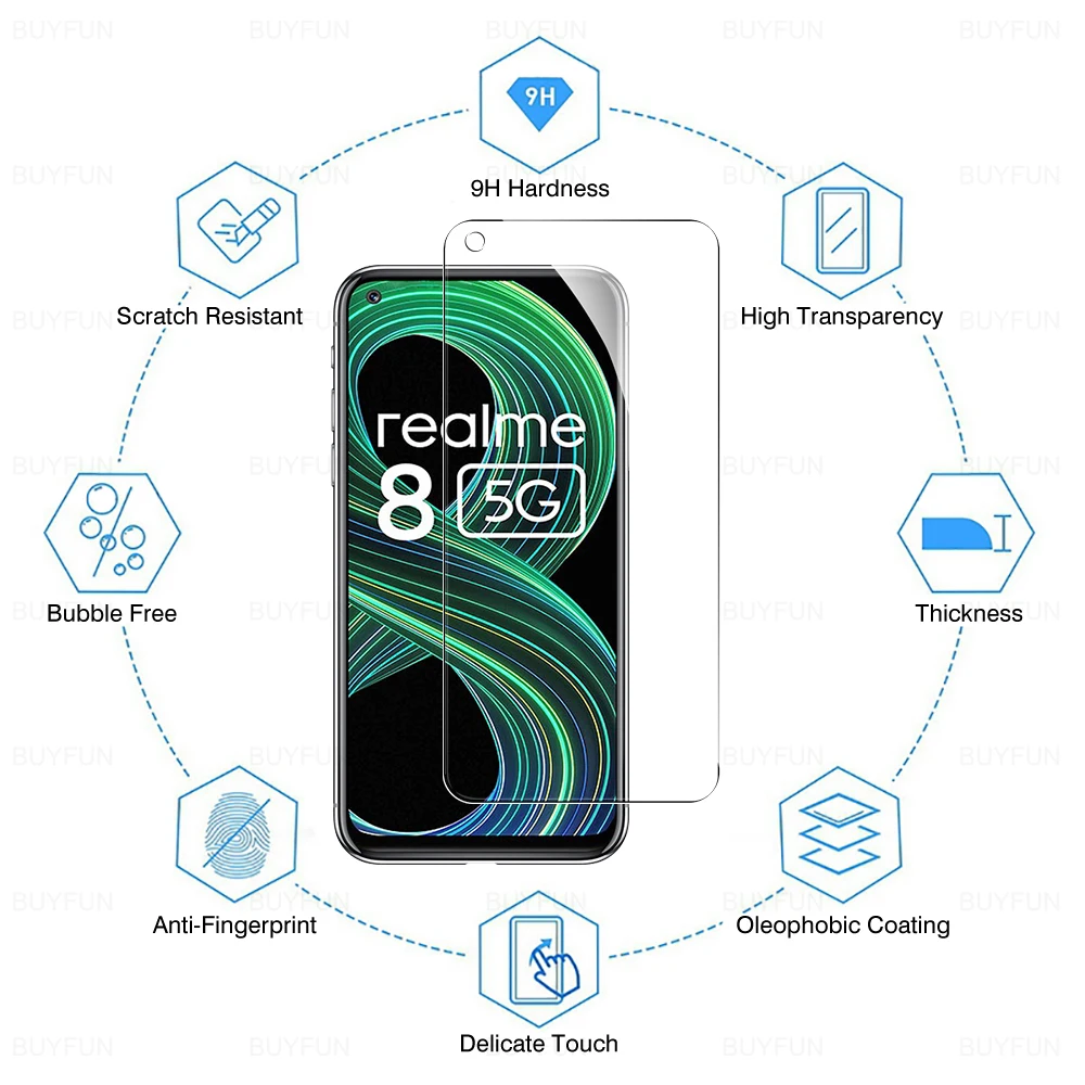 Защитная пленка из закаленного стекла для OPPO Realme 8 5G 4G 8Pro Pro V13 Narzo30 Realme8 HD, 2 шт., защитная пленка для 6,5 дюйма, RMX3241