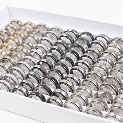 Wholesale Bulk 30pcs/Lots Smooth Rotatable Spinner Stainless Steel Rings Decompression Jewelry For Men Women Mix Style