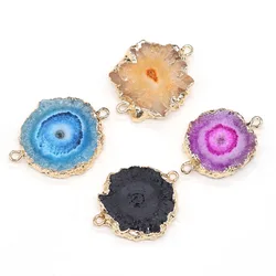1PC Natural Gem Stone Charms Connector Agates Druzy Quartz Pendant for Handmade Jewelry Making DIY Bracelet Earrings Necklaces