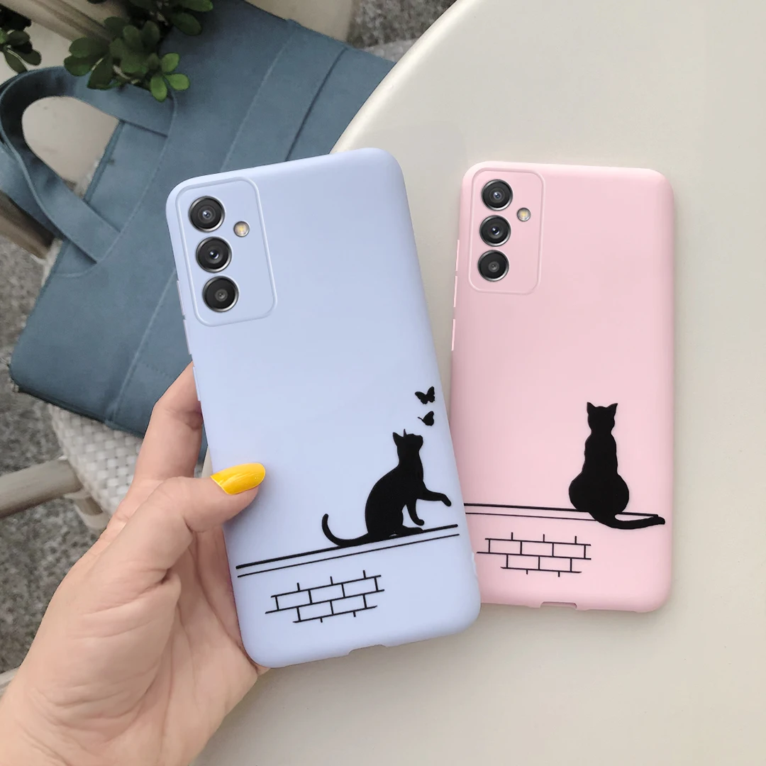 Cute Catus Cartoon Case For Samsung A82 Candy Color Silicone Soft Cover Bumper On For Samsung Galaxy Quantum 2 A82 5G A826S Case
