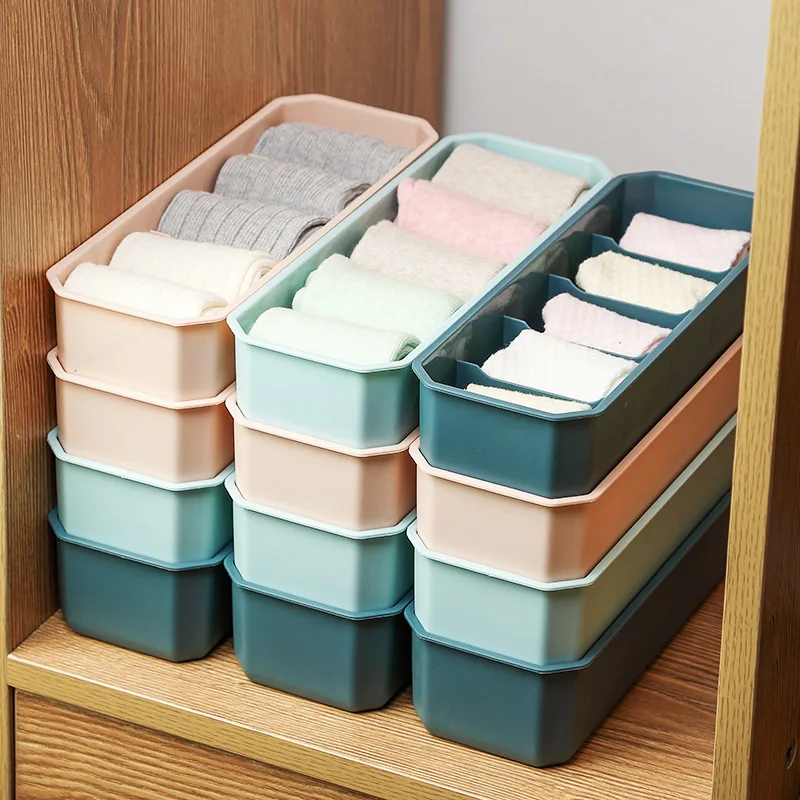 

5 Grids Closet Panties Socks Organizer Bra Tie Underwear Drawer Storage Box Multifunctional Plastic Clothes Containers Case