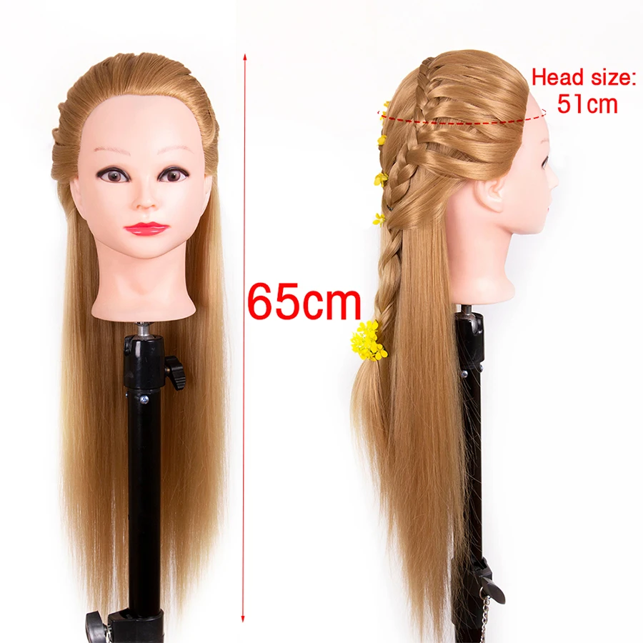 Black Blonde Hair Mannequin Head 100% High Temperature Fiber Training Head For Braid Hairdressing Manikin Doll Head With Hair